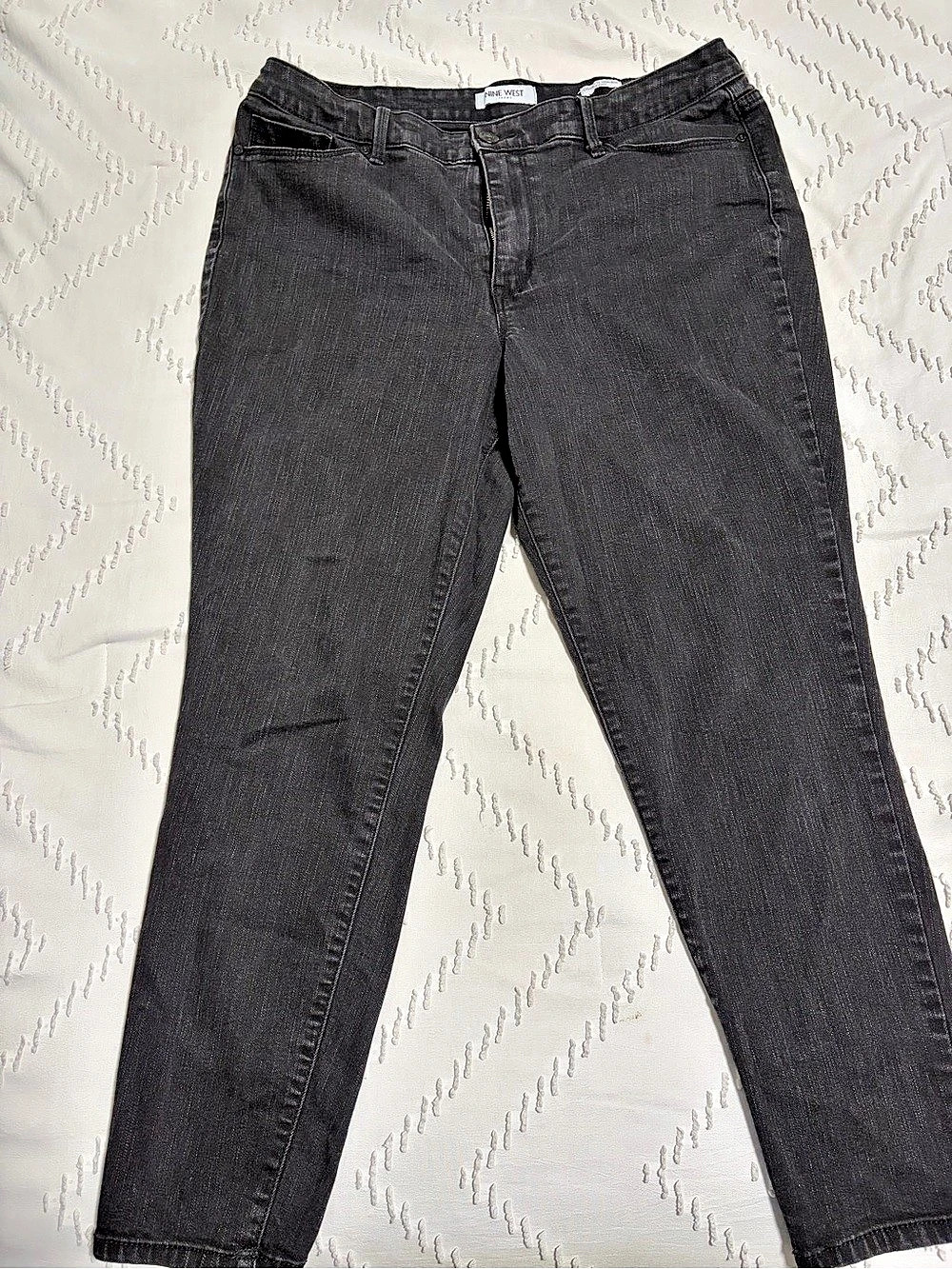Nine West Cigarette High Rise Skinny Jeans Straight Leg Jeans Black Waist 14P